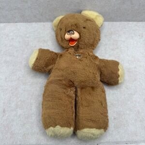 Vintage 1950s Brown Teddy Bear Plush Wind up Musical Rubber Muzzle 12"